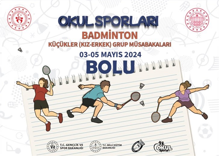  Okul Sporları Badminton Küçükler Grup Birinciliği Yarışmaları ilimizde 3-5 Mayıs tarihleri arasında gerçekleştirilecektir. 